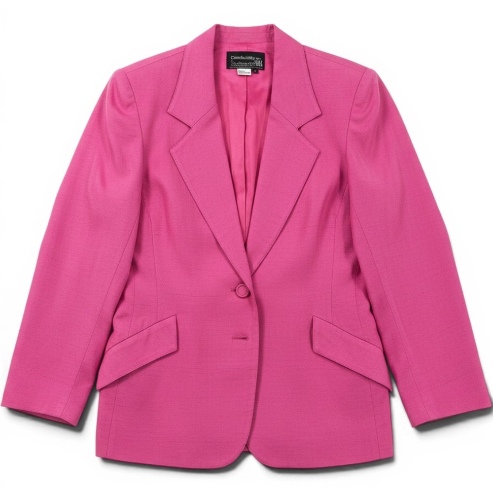 Carole Little Silk Blazer Womens 10 Saint-Tropez West Pink 2 Button‎ EUC
